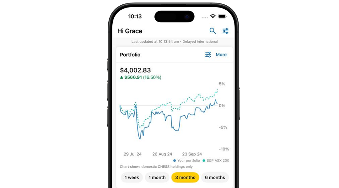 CommSec Mobile app screenshot